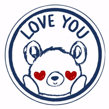 white bear sticker heart i love you