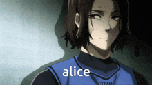 a person with the name alice on their jersey