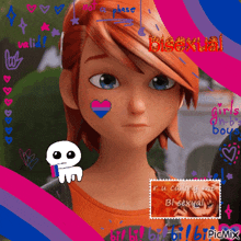a picture of a cartoon character with the word bisexual written on it