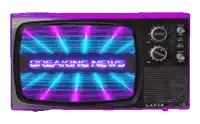 a purple and black lavis television with a breaking news screen