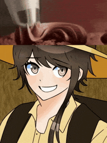 a cartoon of a girl wearing a yellow hat
