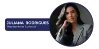 juliana rodrigues is a representative comercial in a blue circle