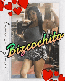a picture of a woman with the words bizcochito written above her