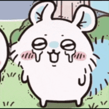 a cartoon of a rabbit with a surprised look on its face .