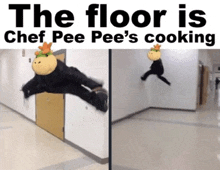 the floor is chef pee pee 's cooking with a stuffed animal in the background