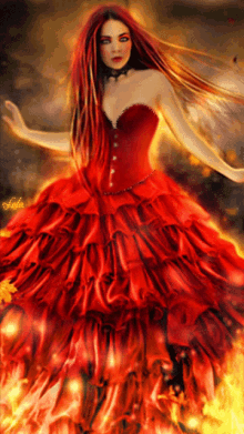 red angel fiery dress