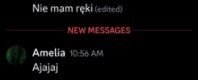 a screenshot of a new message between amelia and ajajaj