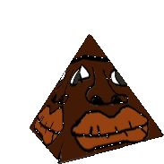 a cartoon pyramid with a face on it
