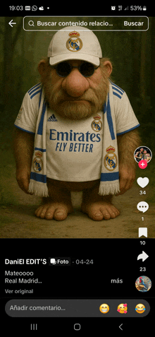 a cartoon character wearing an emirates fly better jersey
