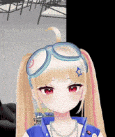 a close up of a girl wearing sunglasses and a star on her head