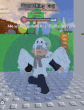 a screenshot of a video game that says something evil on it