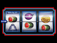 a payline slot machine with watermelons and a bell on it