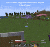 a screenshot of a video game with the words watch what happens when i cast a spell i dont know at the top