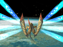 a computer generated image of a monster with wings flying over a planet