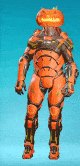 a man in armor with a pumpkin head