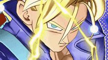 a close up of a cartoon character 's face with lightning coming out of his eyes