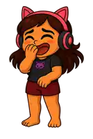 a cartoon girl wearing cat ears and headphones
