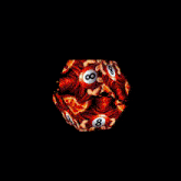 a painting of a fire with a circle in the middle that says ' a ' on it