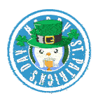 a happy st. patrick 's day sticker with a penguin in a leprechaun hat
