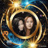 a picture of two women in a gold circle with the name tenada on the bottom
