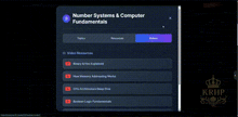 a screenshot of a number systems and computer fundamentals lesson