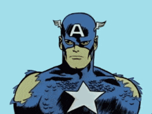 a cartoon drawing of captain america with the letter a on his cap