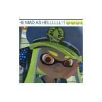 a cartoon character wearing a blue hat with an squid on it