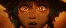 a close up of a cartoon character 's face with a surprised look on his face