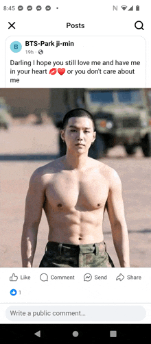 a picture of a shirtless man is on a facebook post