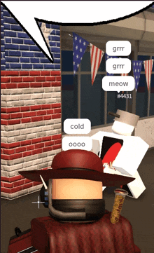 a cartoon character with a speech bubble that says grrr