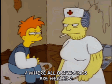 the simpsons where all our wounds are healed hospital nurse smoke