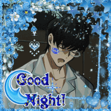 a picture of a man with the words good night