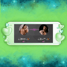 a phone with a picture of a man and a woman with the name moon on it