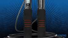 a pair of jumping ropes with the letter r on the bottom