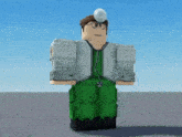 a roblox character wearing glasses and a stethoscope on his head is standing on a tiled floor .