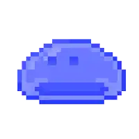 a pixel art illustration of a blue cloud on a white background
