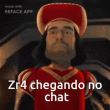 a cartoon character with the words zr4 chegando no chat on the bottom