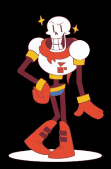 a cartoon drawing of papyrus with a skeleton head