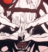 a close up of a drawing of a skull with a large mouth
