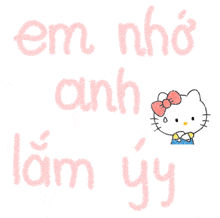 a picture of hello kitty with the words em nho anh