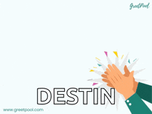 a greeting card that says happy anniversary destin on it