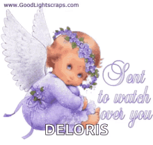 angel sent to watch over you purple sparkle deloris