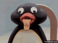 omg wow penguin rolling eyes tongue out