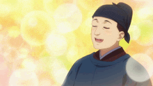 a cartoon of a man with his eyes closed and his mouth open