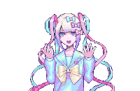 a pixel art drawing of a girl with pigtails