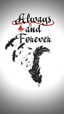a poster that says ' always and forever ' with birds and a feather