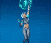 a person is dancing in a dark room with a blue background