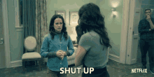 Shut Up Elizabeth Reaser GIF - Shut Up Elizabeth Reaser Shirley Crain GIFs