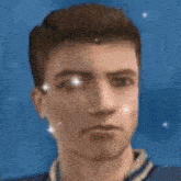 a close up of a man 's face with a pair of glasses that look like hearts on his eyes .