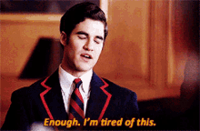 glee blaine anderson enough im tired of this thats enough im tired of this